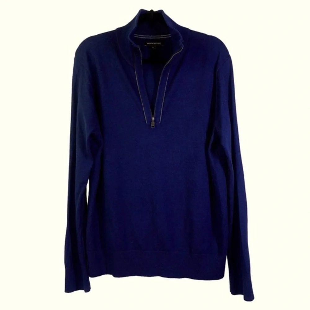 BANANA REPUBLIC Navy Blue Half-Zip Wool Pullover‎ Sweater
